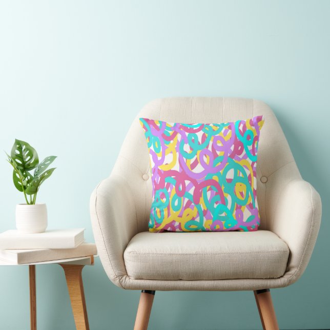 Coussin Pastel Spirales Abstrait Imprimer (Chaise)