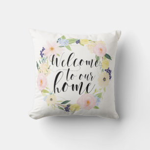 Coussin Pastel Spring Floral Wreath Bienvenue Dans Notre M