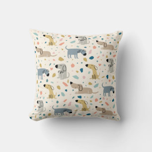 Coussin Pastel Terrazzo Funny Mignonne Chien Motif