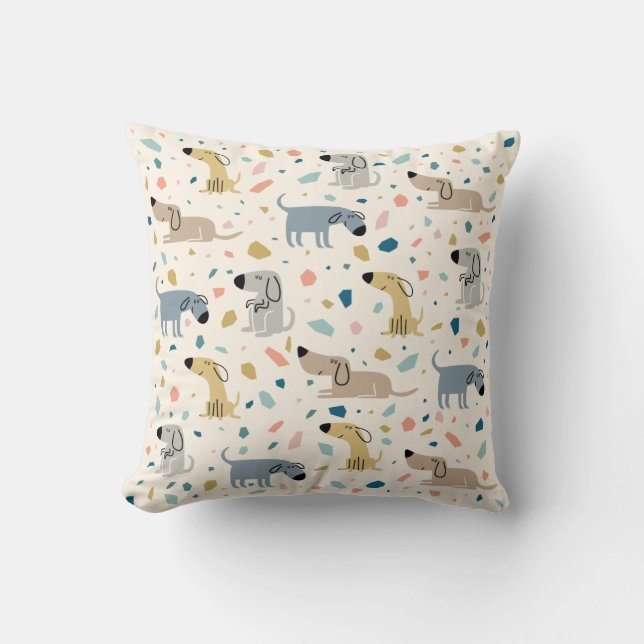 Coussin Pastel Terrazzo Funny Mignonne Chien Motif (Recto)