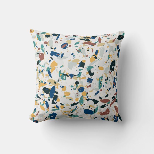 Coussin Pastel Terrazzo : Motif Abstrait moderne. (Recto)