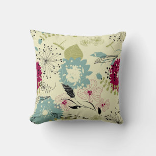 Coussin Pastel Tones Retro Floral Design