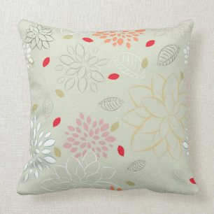Coussin Pastel Tons Fleur Rétro Grande Impression