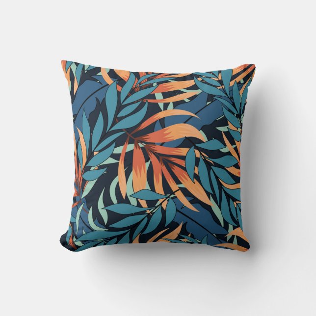 Coussin Pastel Tropical Botanical Abstrait (Recto)