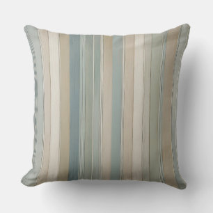 Coussin Pastel Turquoise Sage Beige Cream Stripe