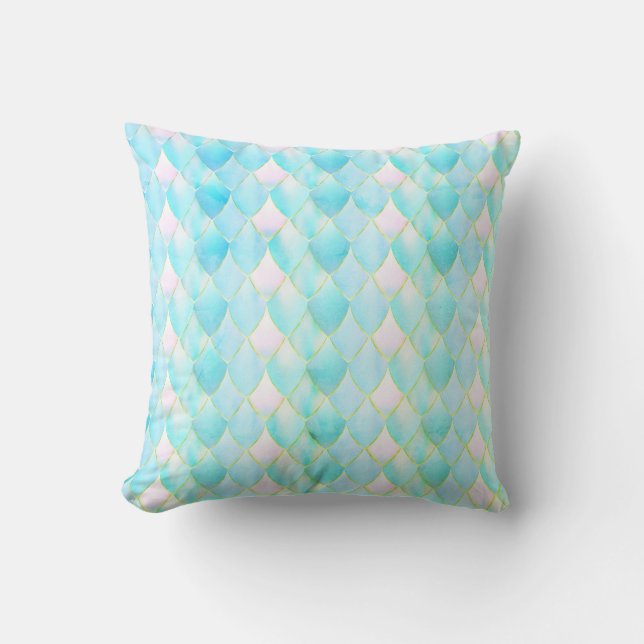 Coussin Pastel vert sirène bleu licorne or magique (Recto)