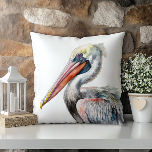 Coussin Pastel Watercolor Pelican Louisiana State