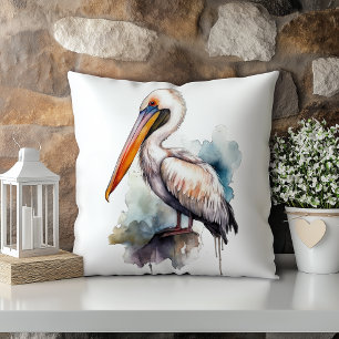 Coussin Pastel Watercolor Pelican Louisiana State