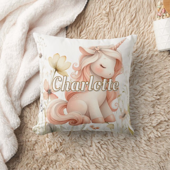 Coussin Pastel Whimsical unicorn fleur sauvage (Couverture)