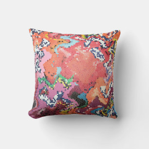 Coussin Pastels Abstraits Rose Funky
