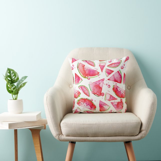 Coussin Pastèque à l'aquarelle 1 (Chaise)