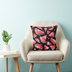 Coussin Pastèque à l'aquarelle 2