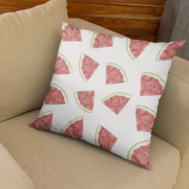 Coussin Pastèque aquarelle juteuse motif d'été de fruit (Créateur téléchargé)