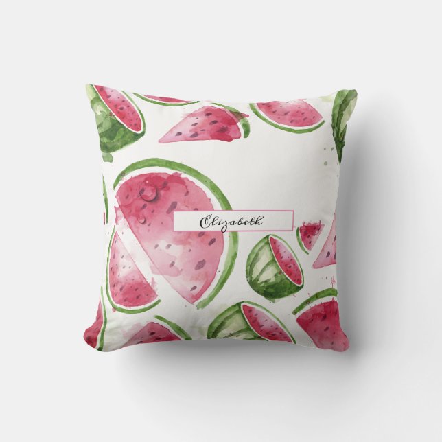 Coussin Pastèque aquarelle mignonne   (Recto)