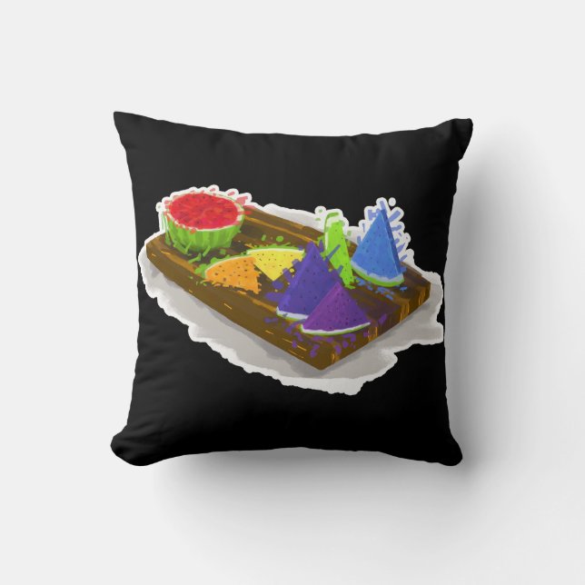 Coussin Pastèque arc-en-ciel (Recto)