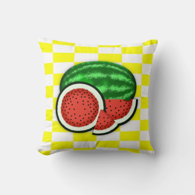 Coussin Pastèque sur fond doré (Recto)