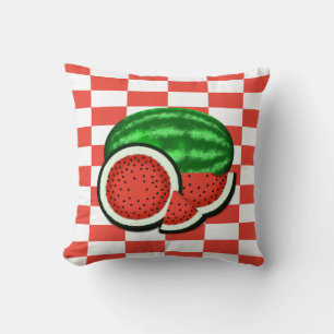 Coussin Pastèque sur fond rose Pastèque