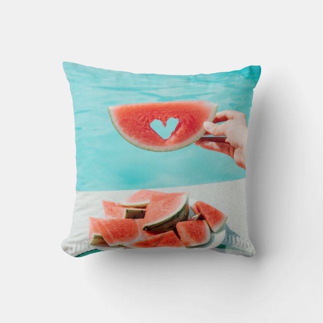 Coussin pastèque tranchée sur papier blanc (Recto)