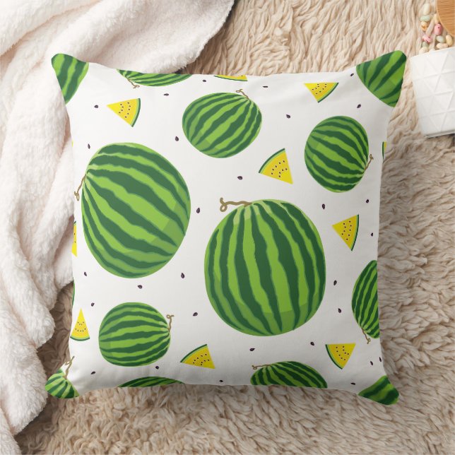 Coussin Pastèques Entières & Motif de Tranches Jaunes (Couverture)