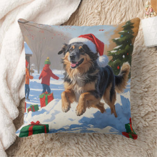 Coussin Pasteur anatolien Noël Festif Neige