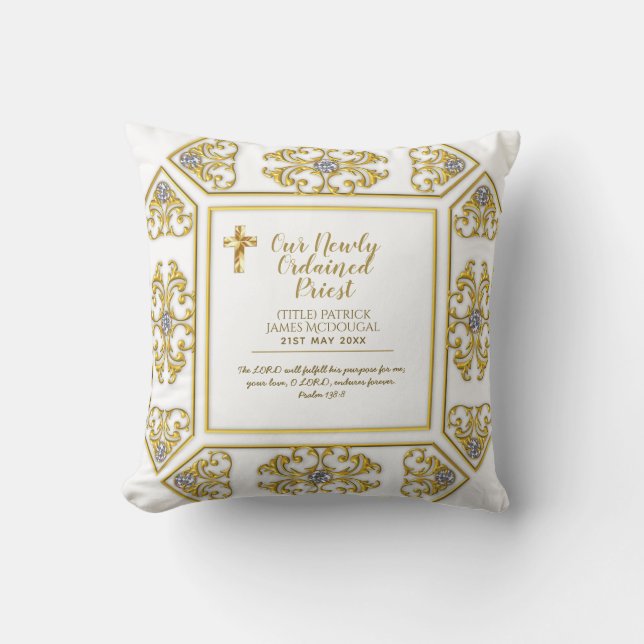 Coussin Pasteur prêtre nouvellement ordonné, le ministre D (Recto)