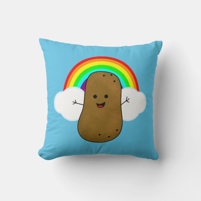 Coussin Patate Heureuse Et Un Arc-En-Ciel (Recto)