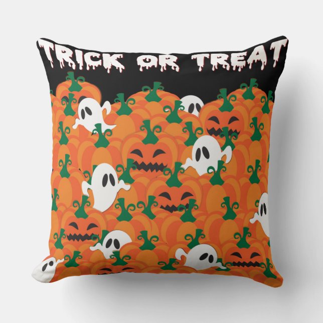 Coussin Patch Citrouille Haunted Halloween Ghosts (Recto)