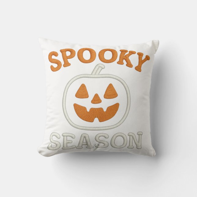 Coussin Patch de citrouille d'Halloween de saison effrayan (Recto)