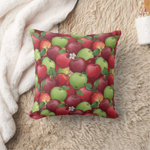Coussin Patch de pomme verte croquante et rouge sucrée