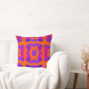 Coussin Patchwork africain psychédélique - bleu orange vio
