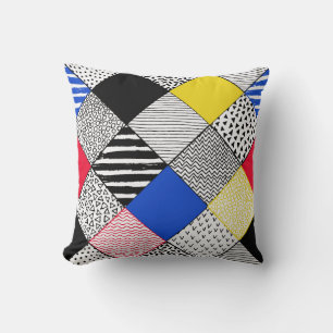 Coussin Patchwork arrière - plan : oiseaux, pois.