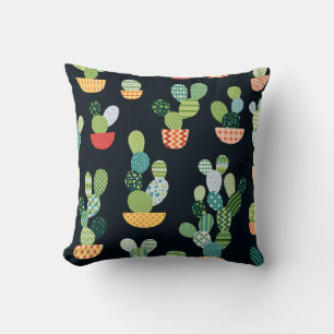 Coussin Patchwork Cactus Plantes Motif sans couture