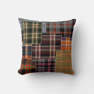 Coussin patchwork chercks motif, design tartan, surface