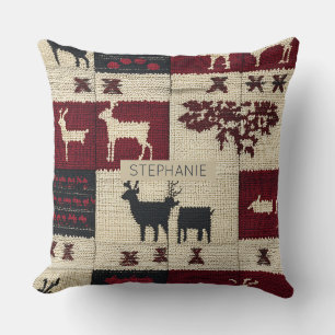 Coussin Patchwork croisé rustique Folk Holiday Motif