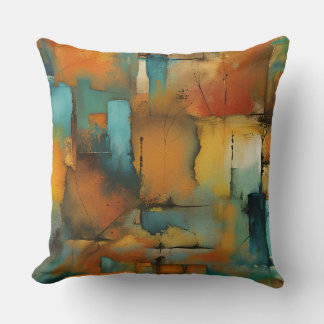Coussin Patchwork d'automne abstrait
