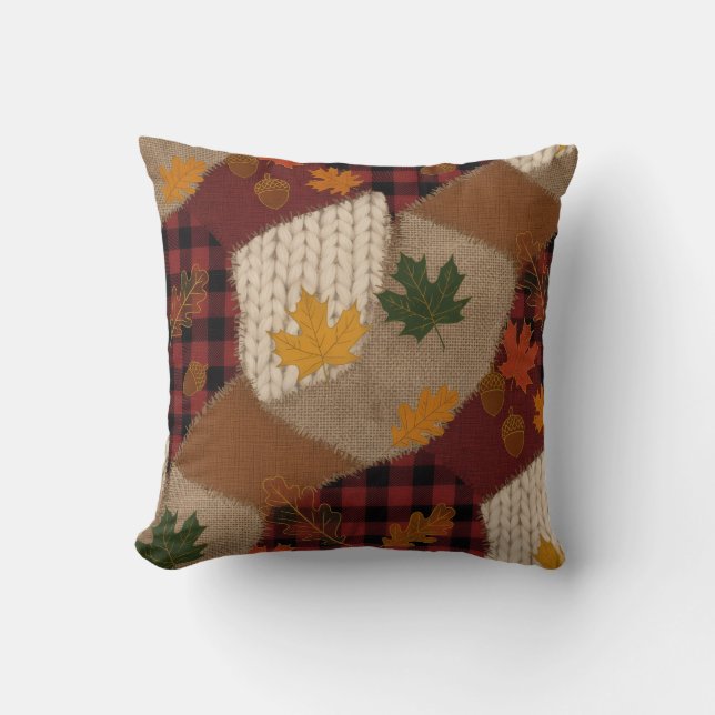 Coussin Patchwork d'automne confortable (Recto)