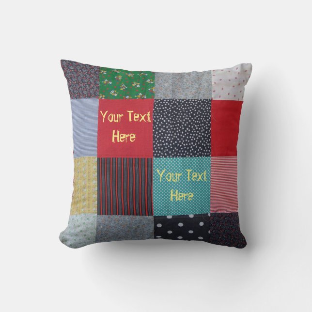 Coussin patchwork de cottagecore de style vintage coloré (Recto)