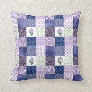 Coussin Patchwork de Faux de violettes avec les contrôles