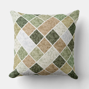Coussin patchwork de marbre dans les tons gris olive