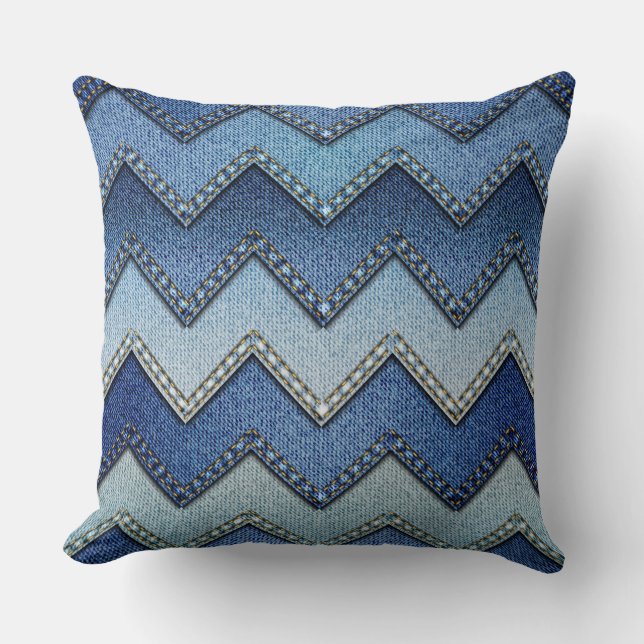 Coussin "Patchwork Denim/Chevron" JETER PILLOW (Recto)