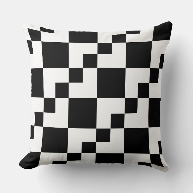 Coussin Patchwork Domino - Blanc sur Noir (Recto)