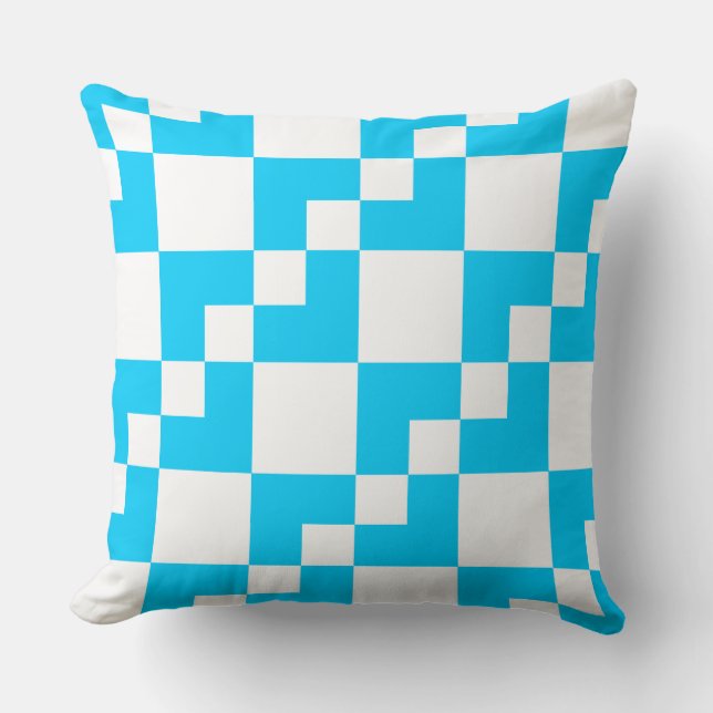 Coussin Patchwork Domino - Ciel bleu et blanc (Recto)