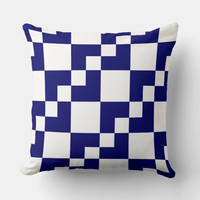Coussin Patchwork Domino - Deep Navy Blue and White (Recto)