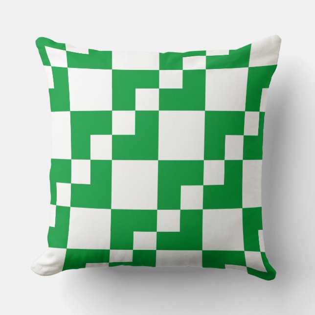 Coussin Patchwork Domino - Grass vert et blanc (Recto)