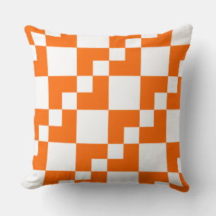 Coussin Patchwork Domino - Orange et blanc