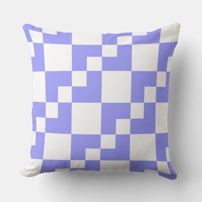 Coussin Patchwork Domino - Pastel Bleu et Blanc (Recto)