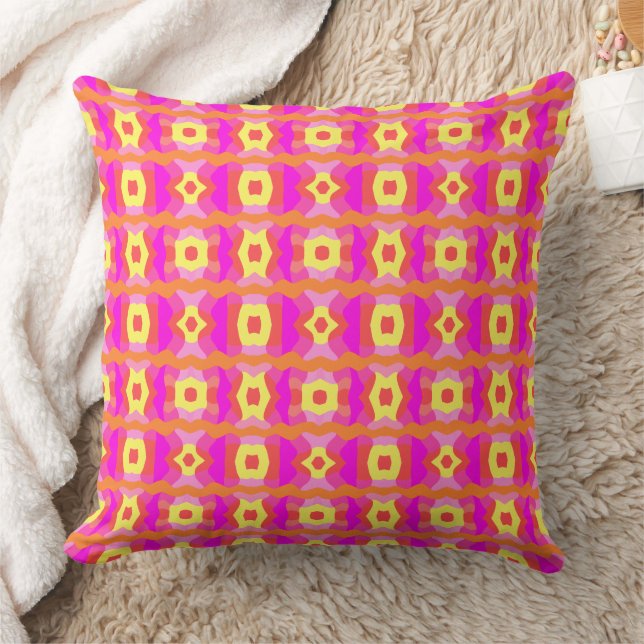 Coussin Patchwork en bloc de couleur psychédélique rose or (Couverture)