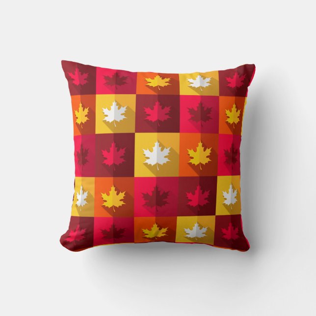 Coussin Patchwork Feuilles d'érable d'automne (Recto)