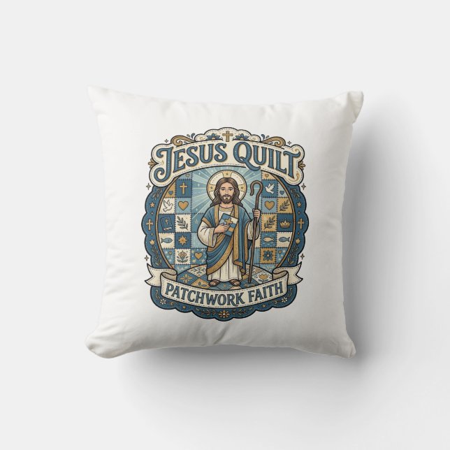 Coussin Patchwork Jésus Foi Patchwork Jésus  (Recto)
