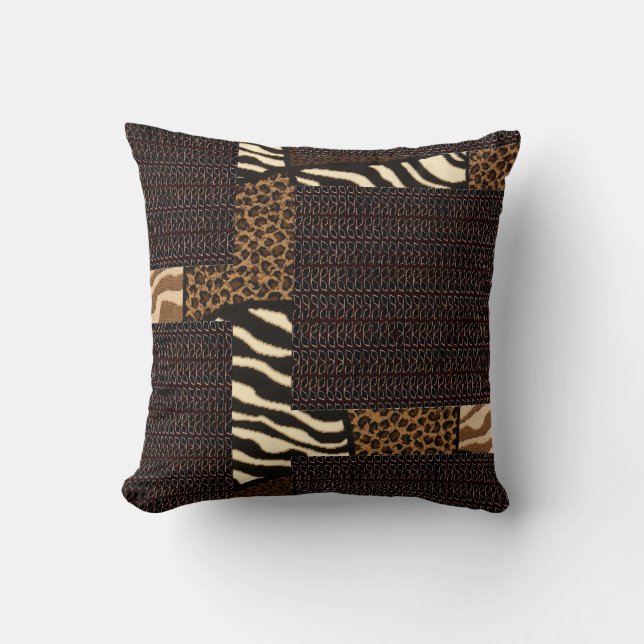 Coussin Patchwork Motif animal africain - Bold & Cultural (Recto)